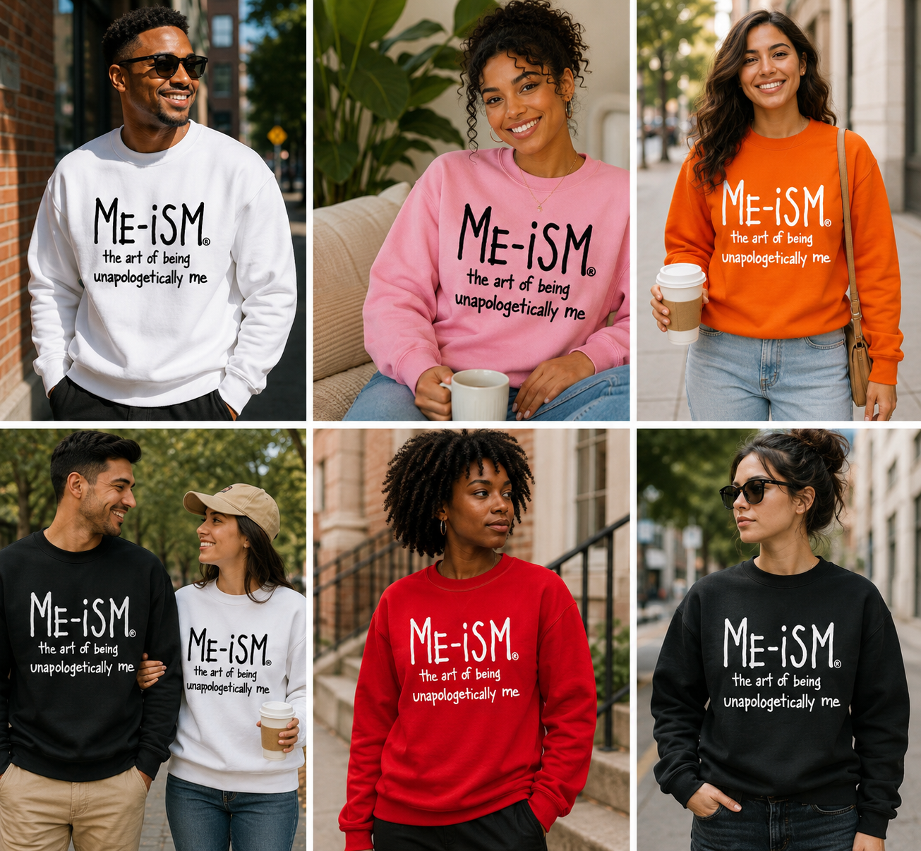 Me-ism Crew Sweatshirt. Blk Letters