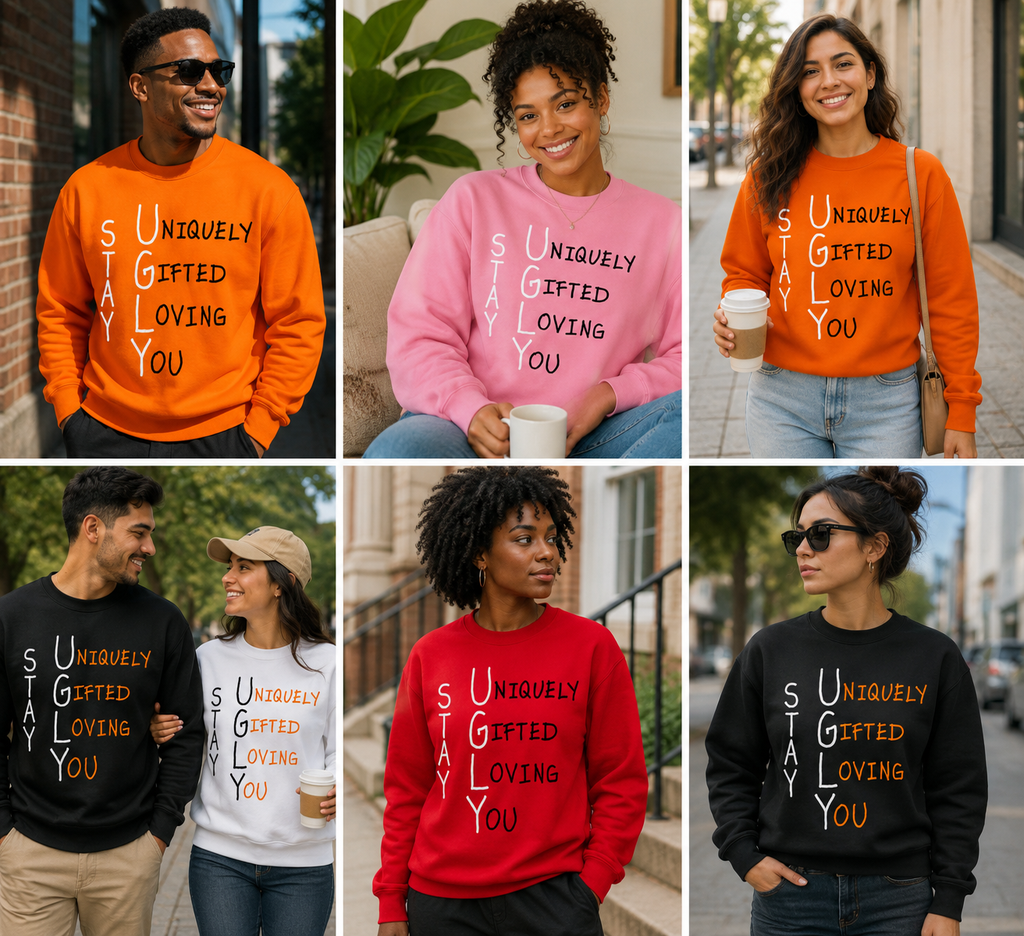 Stay UGLY Crew Sweatshirt -Black letters