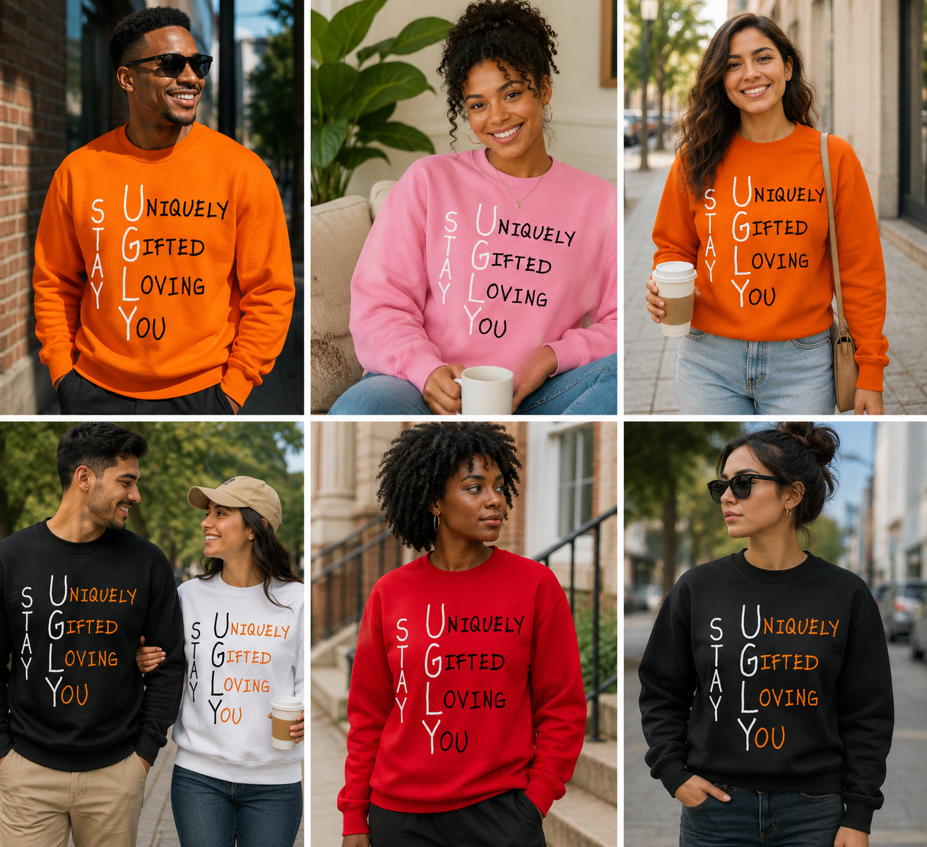 Stay UGLY Crew Sweatshirt -Black letters